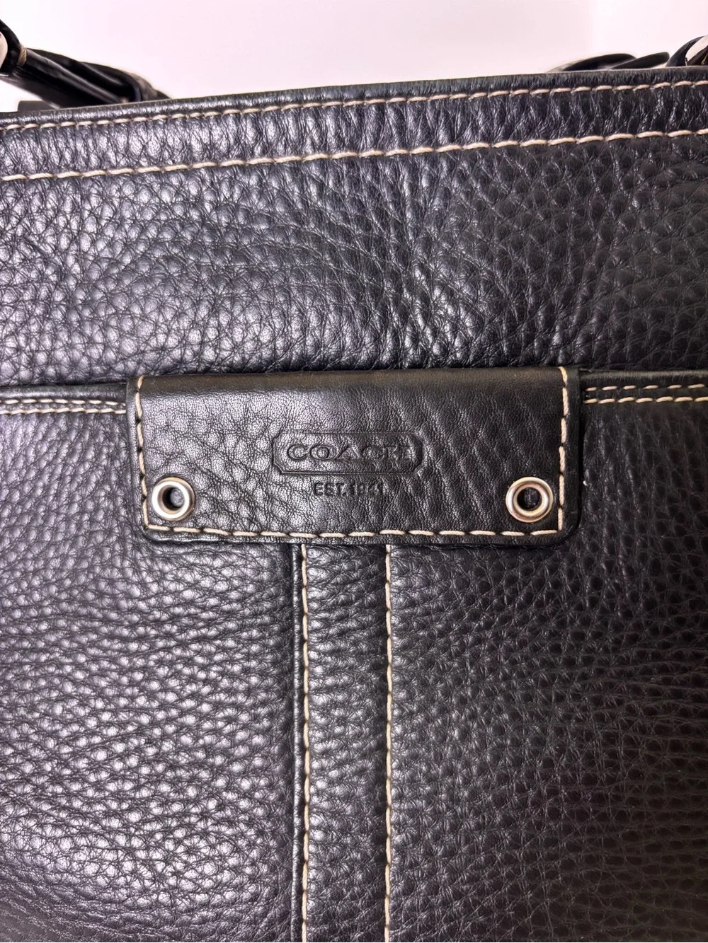 Coach Black Vintage Hamilton Pebbled Leather Handbag Tote Bag F13083